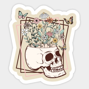 Floral Skull Sticker